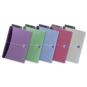 Oxford Office Notebook Wirebound Polypropylene 180pp 90gsm 110x170mm Assorted Ref 100105213 [Pack 10]