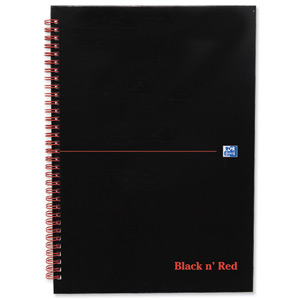 Black n Red Book Wirebound Recycled 90gsm 140pp A4 Ref 100080189 [Pack 5] Ident: 27A