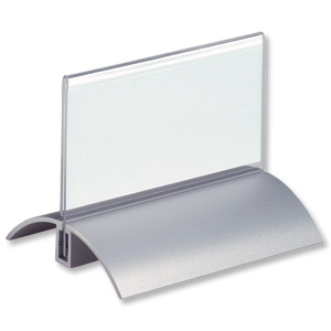 Durable Table Place Name Holder Acrylic with Inserts and Metal Base 52x100mm Clear Ref 8200/19 [Pack 2] Ident: 290F