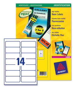 Avery Promotional Labels Laser 99.1x38.1mm Fluorescent Yellow Ref L7263-25 [Pack 350]