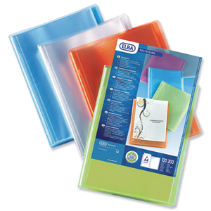 Elba Polyvision Display Book Polypropylene 20 Clear Pockets A4 Assorted Ref 100206086 [Pack 12] Ident: 298C