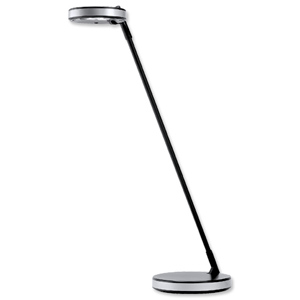 Unilux Disc Desk Lamp Adjustable Asymmetrical Lenses 3x LED 270-590mm Black and Metal Grey Ref 631L06UK