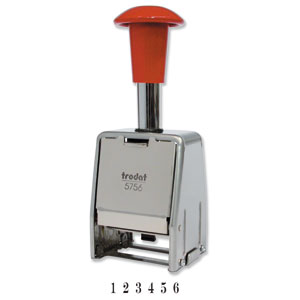 Trodat 5756/M Numberer Stamp Metal Sequential Self-inking 8 Adjustments 5.5mm Digits Ref 86624