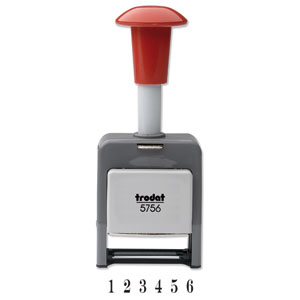 Trodat 5756/P Numberer Stamp Plastic Sequential Self-inking 8 Adjustments 5.5mm Digits Ref 86621 Ident: 347E