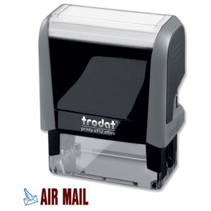 Trodat Office Printy Stamp Self-inking Airmail 18x46mm Reinkable Red and Blue Ref 43204