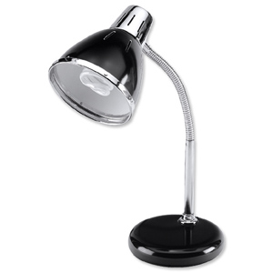 Unilux Retro Desk Lamp Fluorescent Flexible Arm Ventilated Shade H400mm 12W Black Ref 864F06UK