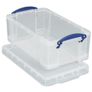 Really Useful Storage Box Plastic Lightweight Robust Stackable 9 Litre W255xD395xH155mm Clear Ref 9C Ident: 177C