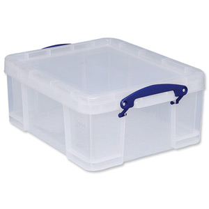 Really Useful Storage Box Plastic Lightweight Robust Stackable 18 Litre W390xD480xH200mm Clear Ref 18C