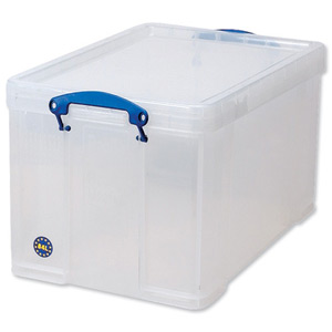 Really Useful Storage Box Plastic Lightweight Robust Stackable 84 Litre W444xD710xH380mm Clear Ref 84C Ident: 177C