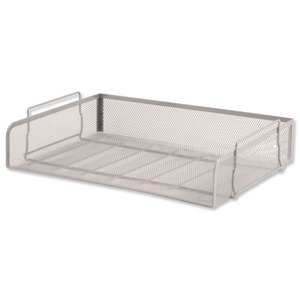 Mesh Letter Tray Scratch Resistant Stackable Side Load Landscape Foolscap Silver Ident: 323A