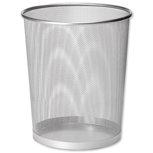 Mesh Waste Bin Lightweight Sturdy Scratch Resistant W275xH350mm Silver