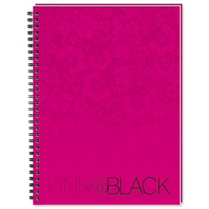 Oxford Pink and Black Notebook Wirebound Ruled 140pp A5 Ref 100080417 [Pack 5]