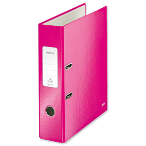 Leitz WOW Lever Arch File 80mm Spine for 600 Sheets A4 Pink Ref 10050023 [Pack 10]