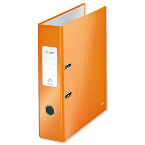 Leitz WOW Lever Arch File 80mm Spine for 600 Sheets A4 Orange Ref 10050044 [Pack 10]