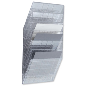 Durable Flexiboxx Literature Holder Wall Mountable 6 Pockets Landscape A4 or 12x A5 Clear Ref 1709785400