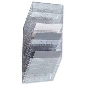 Durable Flexiboxx Literature Holder Wall Mountable 6 Pockets Landscape A4 or 12x A5 Clear Ref 1709785400 Ident: 292E