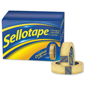 Sellotape Original Golden Tape Roll Non-static Easy-tear Small 18mmx33m Ref 1443251 [Pack 8] Ident: 358B