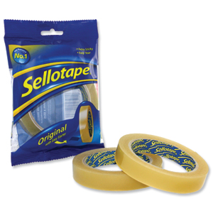Sellotape Original Golden Tape Roll Non-static Easy-tear Large 18mmx66m Ref 1443252 [Pack 16] Ident: 358B