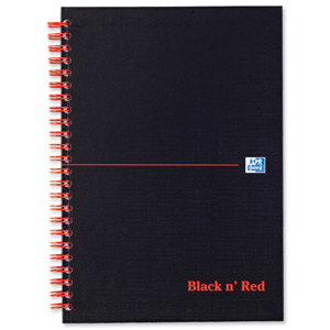 Black n Red Book Wirebound Smart Ruled and Perforated 90gsm 140pp A4 Matt Black Ref 100080218 [Pack 5]