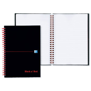 Black n Red Book Wirebound Smart Ruled and Perforated 90gsm 140pp A5 Matt Black Ref 100080192 [Pack 5] Ident: 29A