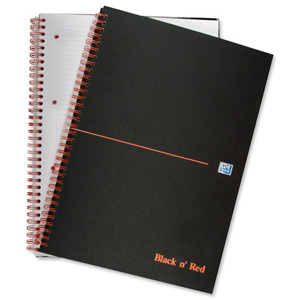 Black n Red Book Wirebound Ruled and Perforated 90gsm 140pp A4 Matt Black Ref 100080173 [Pack 5] Ident: 26B