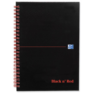 Black n Red Book Wirebound Ruled and Perforated 90gsm 140pp A5 Matt Black Ref 100080154 [Pack 5] Ident: 29A