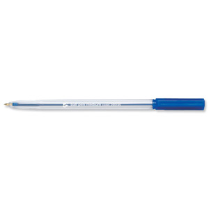 5 Star Ball Pen Clear Barrel Medium 1.0mm Tip 0.4mm Line Blue [Pack 50]