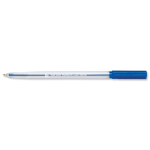 5 Star Ball Pen Clear Barrel Medium 1.0mm Tip 0.4mm Line Blue [Pack 50] Ident: 84F