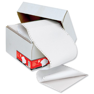 5 Star Listing Paper 2-Part Carbonless Perforated 56/57gsm 11inchx241mm Plain White/White [1000 Sheets] Ident: 20A