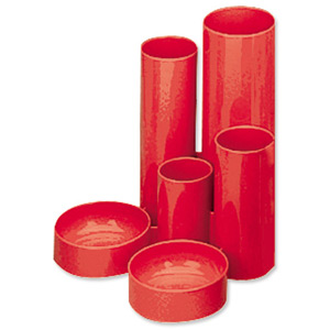5 Star Desk Tidy with 6 Compartment Tubes Red Ident: 327F