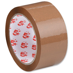 5 Star Packaging Tape Polypropylene 50mm x 66m Buff [Pack 6]