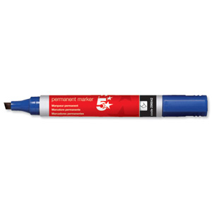 5 Star Permanent Marker Xylene/Toluene-free Smearproof Chisel Tip 1-4mm Line Blue [Pack 12] Ident: 90D