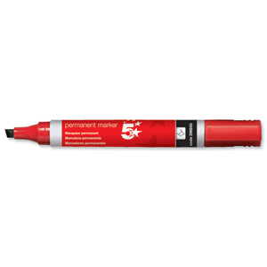 5 Star Permanent Marker Xylene/Toluene-free Smearproof Chisel Tip 1-4mm Line Red [Pack 12] Ident: 90D