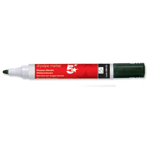 5 Star Drywipe Marker Xylene/Toluene-Free Bullet Tip 3mm Line Black [Pack 12] Ident: 97G