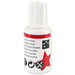 5 Star Correction Fluid Fast-drying with Integral Mixer Ball 20ml White