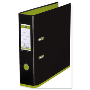 Elba MyColour Lever Arch File Polypropylene Capacity 80mm A4 Black and Lime Ref 100081036 Ident: 227D