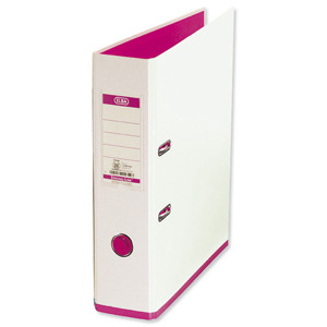 Elba MyColour Lever Arch File Polypropylene Capacity 80mm A4 White and Pink Ref 100081031