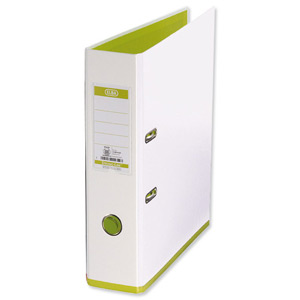 Elba MyColour Lever Arch File Polypropylene Capacity 80mm A4 White and Lime Ref 100081032 Ident: 227D