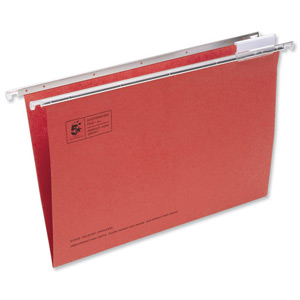 5 Star Suspension File Manilla Heavyweight with Tabs and Inserts Foolscap Red Ref 100331397 [Pack 50] Ident: 210B