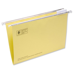 5 Star Suspension File Manilla Heavyweight with Tabs and Inserts Foolscap Yellow Ref 100331401 [Pack 50]