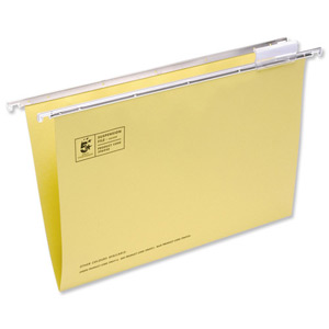 5 Star Suspension File Manilla Heavyweight with Tabs and Inserts Foolscap Yellow Ref 100331401 [Pack 50] Ident: 210B