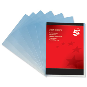 5 Star Folder Plastic Copy-safe 90 Micron A4 Clear [Pack 100] Ident: 188D