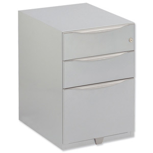 Trexus Sonix Filing Pedestal Steel Tall Under-desk 3 Drawer Foolscap W420xD564xH645mm Silver