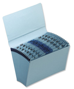 5 Star De Luxe Expanding File with Flap 16 Pockets A-Z 12 Months 1-31 Foolscap Blue Ident: 206E