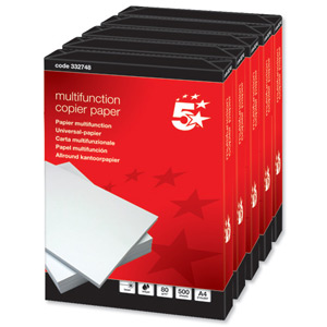 5 Star Copier Paper Multifunctional Ream-Wrapped 80gsm A4 White [5 x 500 Sheets] Ident: 9B