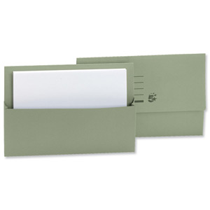 5 Star Document Wallet Half Flap 250gsm Capacity 32mm Foolscap Green [Pack 50]