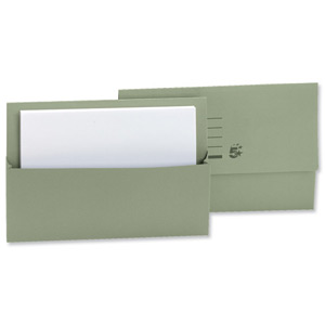 5 Star Document Wallet Half Flap 250gsm Capacity 32mm Foolscap Green [Pack 50] Ident: 190C