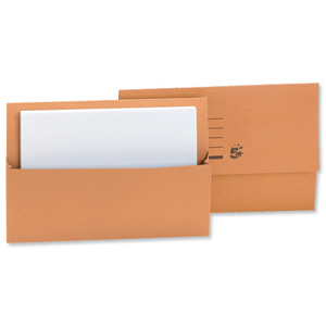 5 Star Document Wallet Half Flap 250gsm Capacity 32mm Foolscap Orange [Pack 50] Ident: 190C