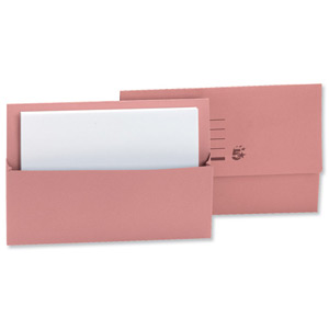 5 Star Document Wallet Half Flap 250gsm Capacity 32mm Foolscap Pink [Pack 50]