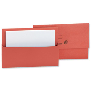 5 Star Document Wallet Half Flap 250gsm Capacity 32mm Foolscap Red [Pack 50] Ident: 190C